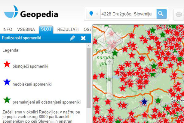 image for Slovene partisan monuments on Geopedia